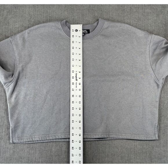 Vinyl Icons Sweatshirt Women M Gray‎ Glitter Cropped Top Minimalist Loungewear - Picture 6 of 8